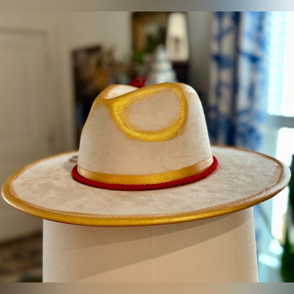 Gold and Red Wide-Brim Hat